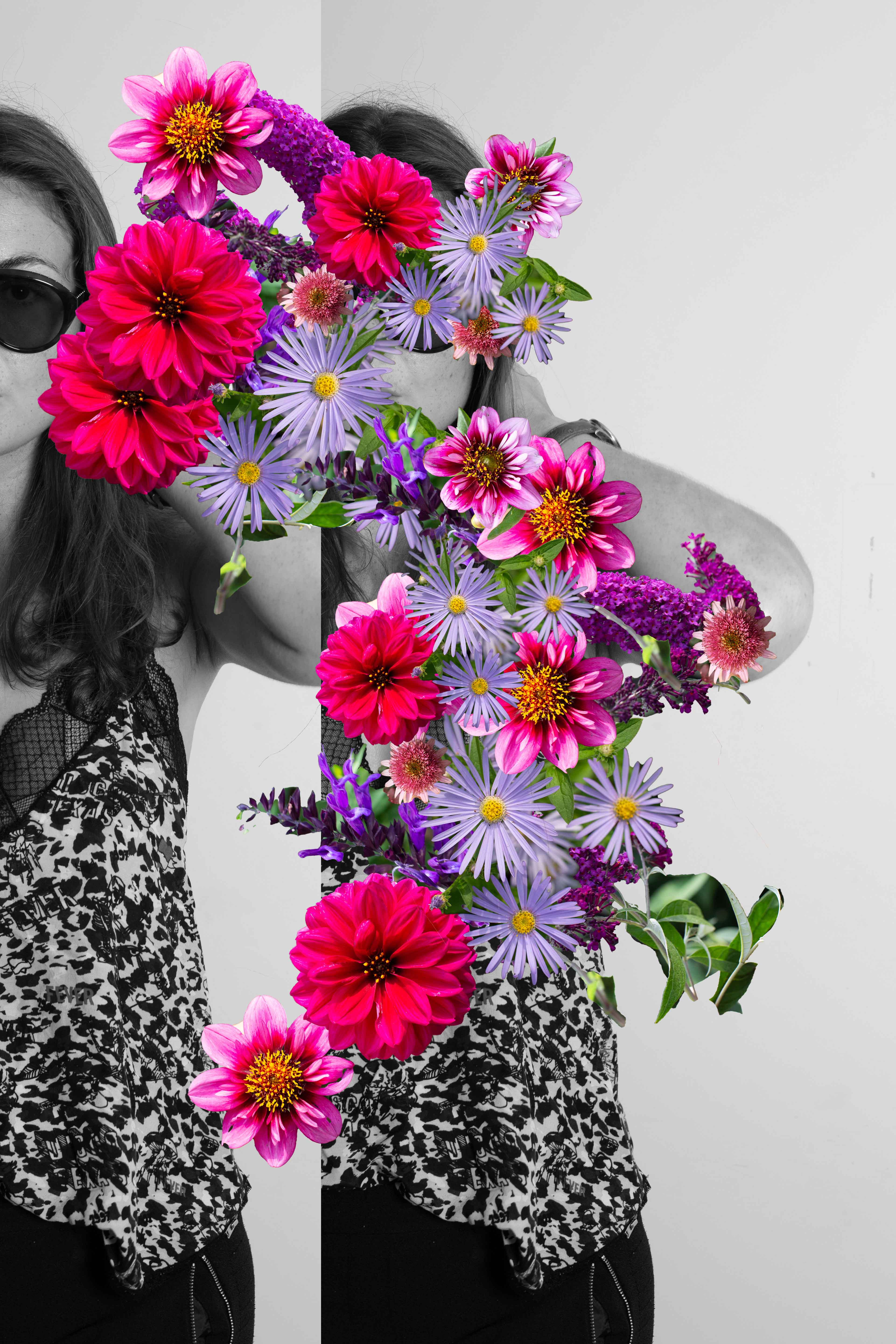 flower bnw with flowers