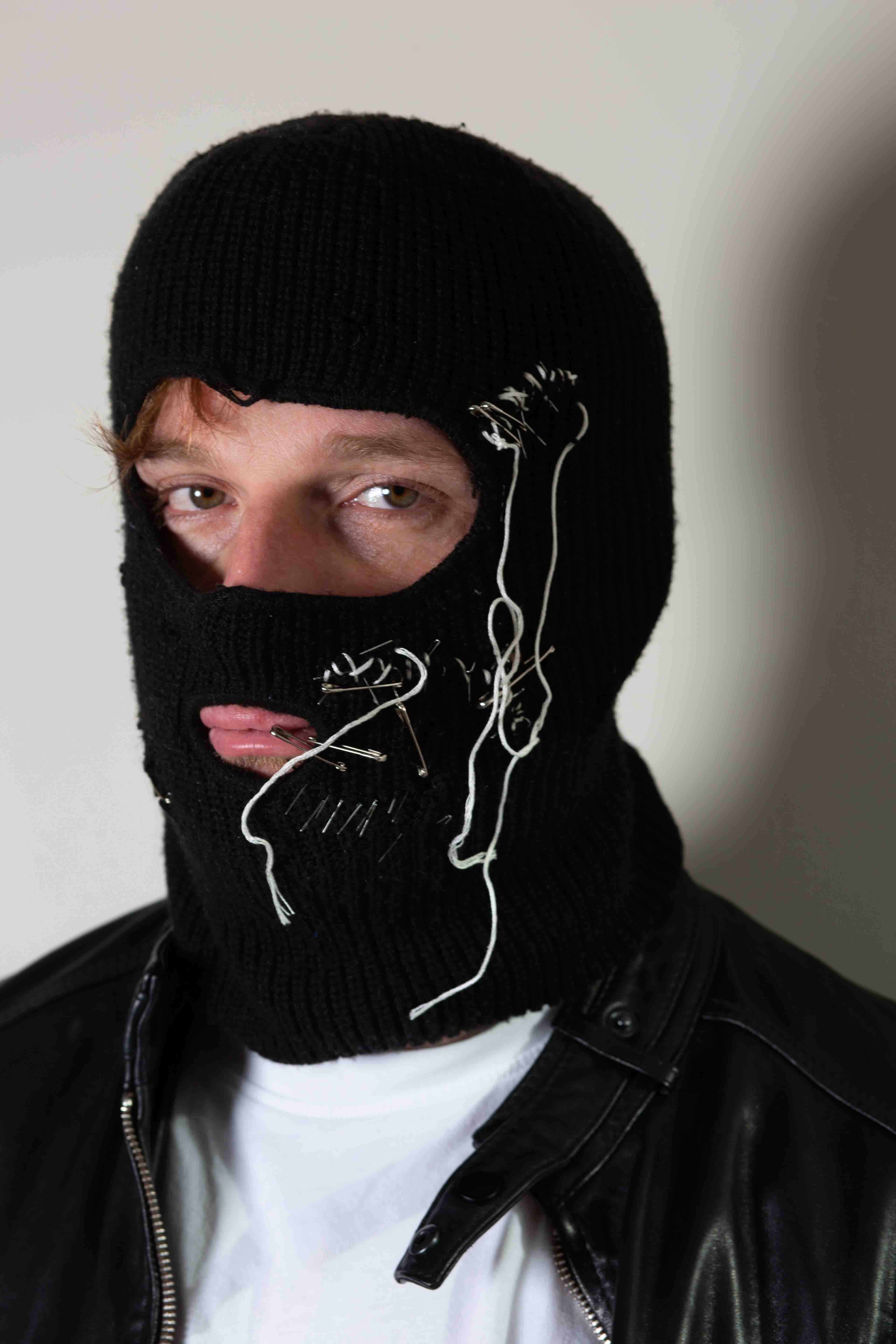 red hair under balaclava